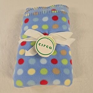 NEW Circo Blue Polka Dot Baby Blanket Size 30x40 Lightweight Soft